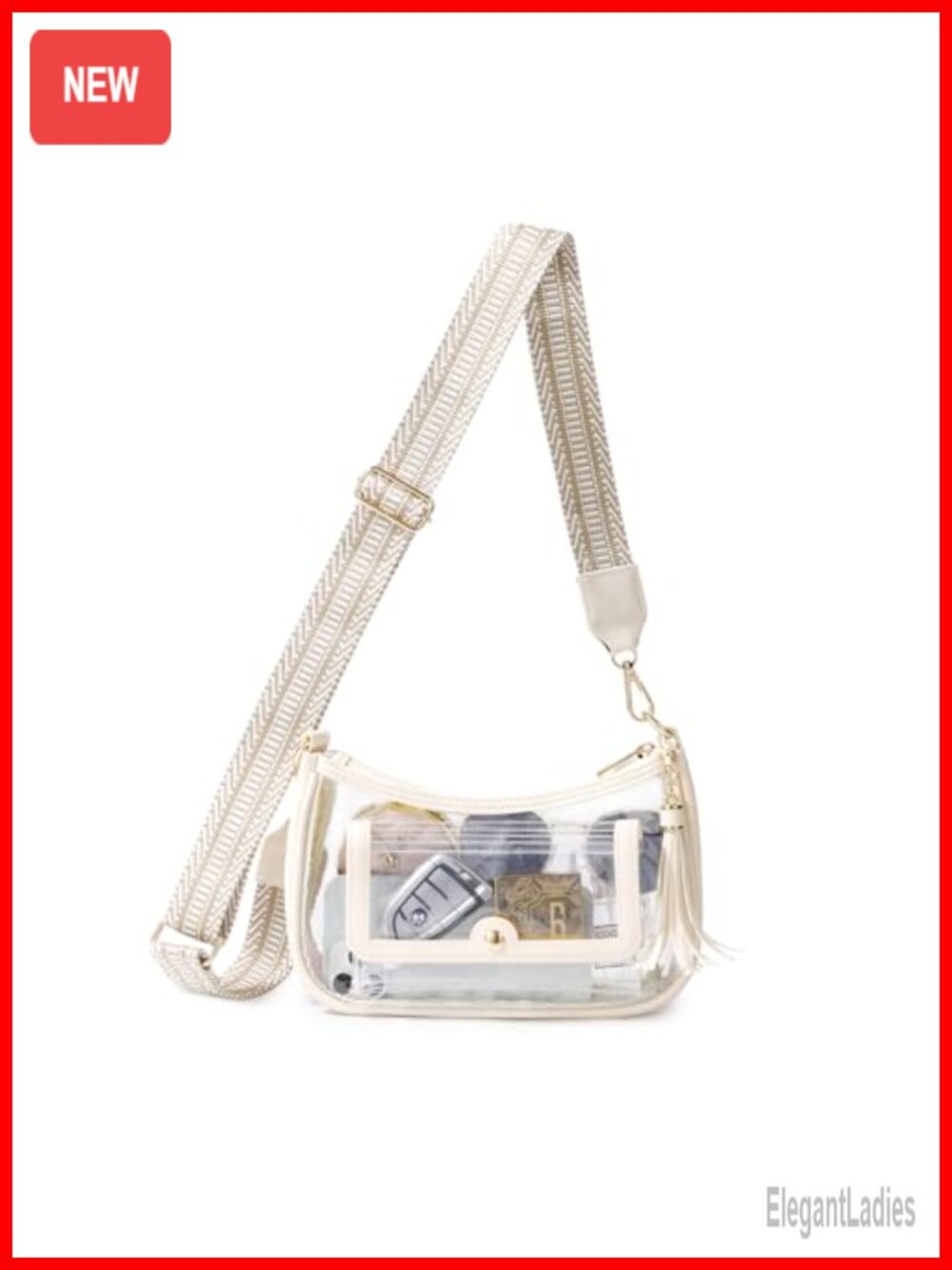 Clear Crossbody Stadium Bag PVC Adjustable Strap Event Approved